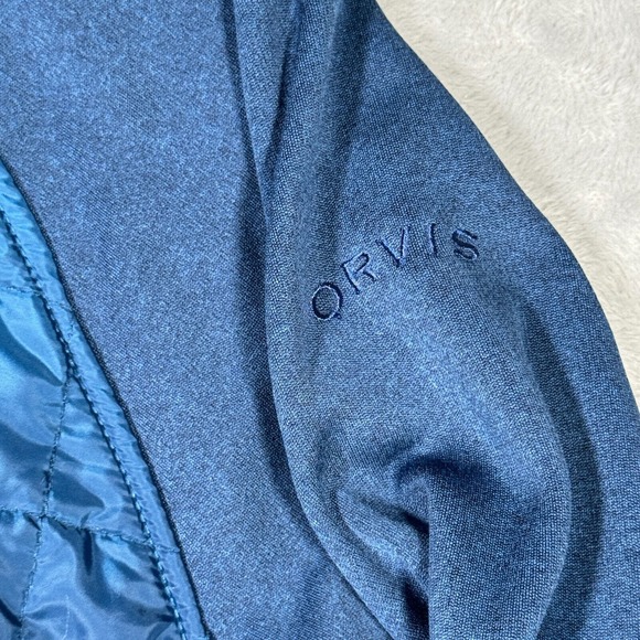 Orvis Jacket Mens Large Blue Mixed Media Quilted Full Zip 1232487 - Picture 3 of 11